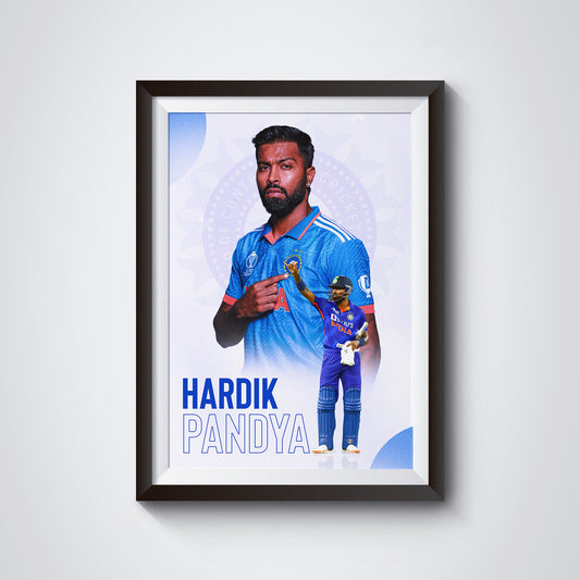 Introducing "Hardik Pandya: The All-Rounder's Legacy on Display" Frame and Poster - Elevate Your Space with Top-Tier Quality and Superior Excellence