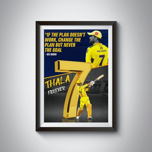 MS Dhoni The Heartbeat of Chennai, Thala Forever Quote Frame and Poster Collection 