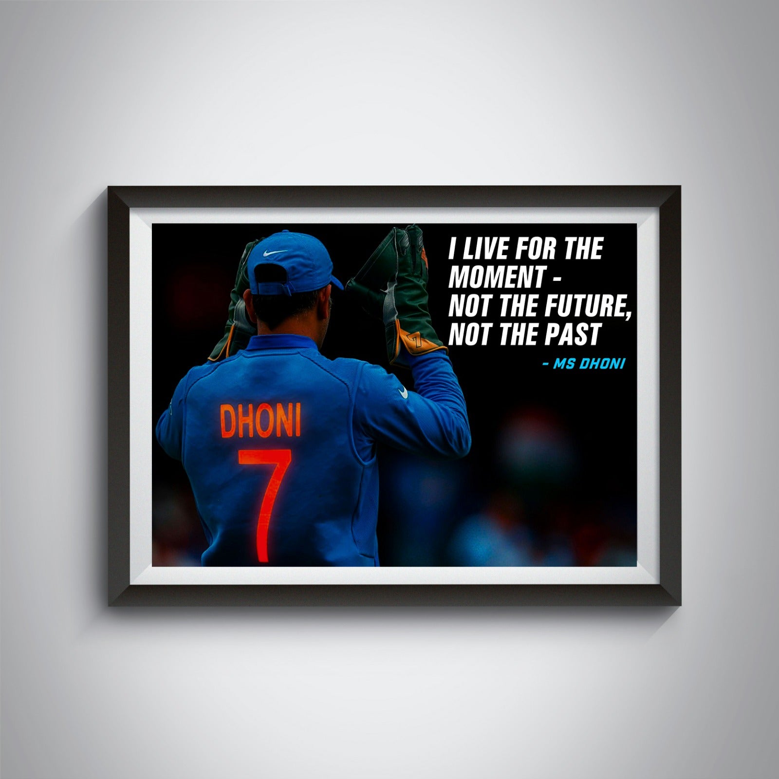 Elevate your Space with these Frames, Celebrating the Legendary MS Dhoni as an Iconic Helmsman with a Special Quote. 
